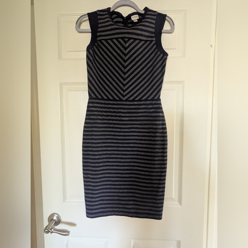 Merona Black and Gray Striped Midi Dress